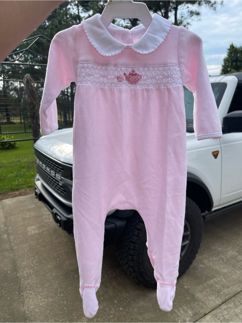 Pink Smocked footie